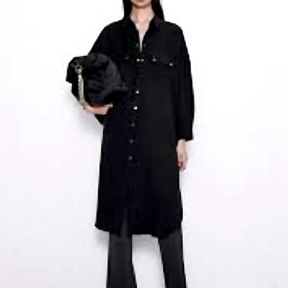 NWT Zara “The Brenda Shirt” Button Down Shirt Dress Sz L - Picture 7 of 7